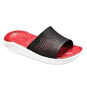 Crocs LITERIDE Slide Sandal Red Black - WOMEN'S